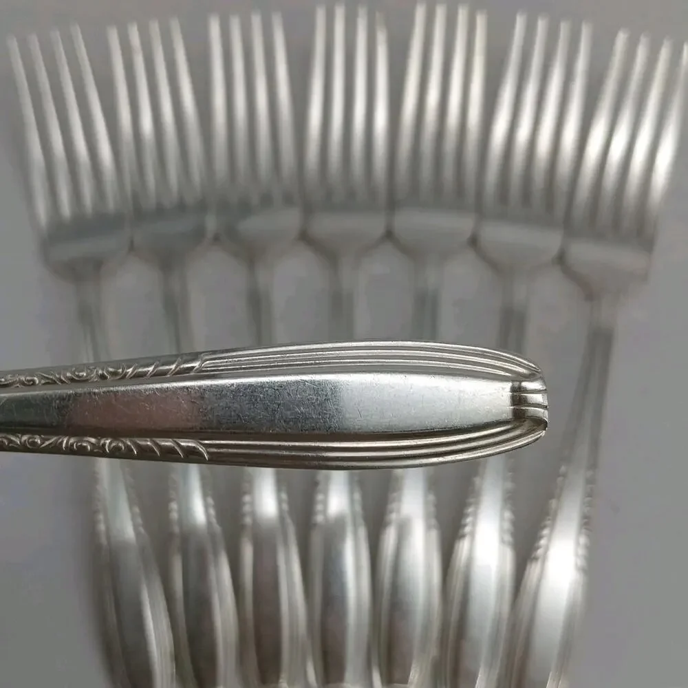 8X DF Harmony House by Wallace Serenade Silverplate Flatware Dinner Forks Vtg